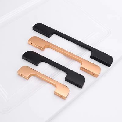 China Modern Light Luxury Modern Single Handle Extended Black Cabinet Wardrobe Wine Cabinet Door Handle Household Hardware Accessories for sale