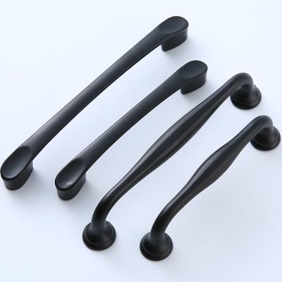 China Matte Black Handle Drawer Kitchen Aluminum Alloy Simplicity Modern Furniture Hardware Hardware Pull Black Cabinet Handle for sale