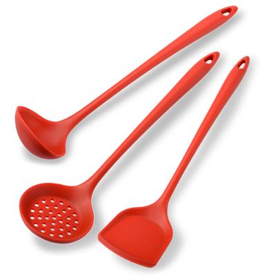 China Durable Long Handle Silicone Kitchen Utensil Set 3 Pcs Kitchen Bakery Cookware Set Cookware Tool Kits for sale