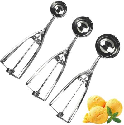 China Viable Customize Logo Baking Scoopers Scoop Set For Food Stainless Steel Ice Cream Fruit Crushed Scoop Set for sale