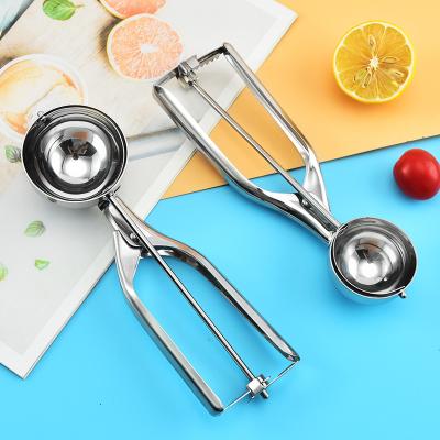 China Multifunctional Viable Scoopers Spoon with Trigger for Food Stainless Steel Ice Cream Fruit Crushed Scoop Set for sale