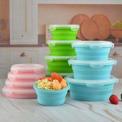 China Microwavable Folding Portable Silicone Tableware Storage Box for sale