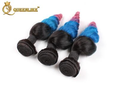 China Azul coloreado multi cabello humano flojo de la onda de la armadura india del cabello humano de 16 pulgadas en venta