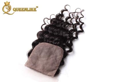 China Silk Based Deep Curly Human Hair Lace Closure With Baby Hair for sale