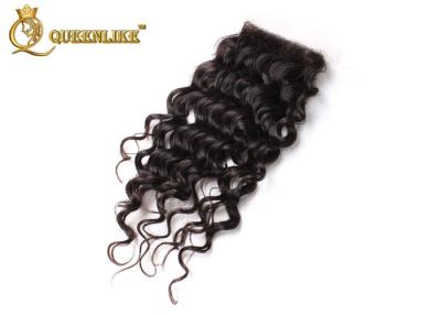 China 4 By 4 Cm Free Parting Silk Based Human Hair Lace Closures Soft Curly Remy Hair for sale