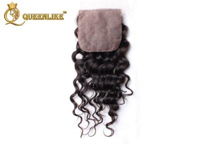 China Hand Made Medium Lace Deep Wave Human Hair Lace Closure Silk Based Swiss Lace for sale