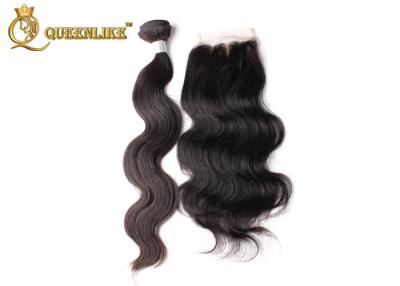 China Black Women Brazilian Human Hair Closure , Natural Wave 3 Part Lace Closure for sale