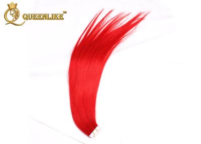 China Bright Red 100% Virgin Straight Invisible Tape In Hair Extension No Shedding for sale