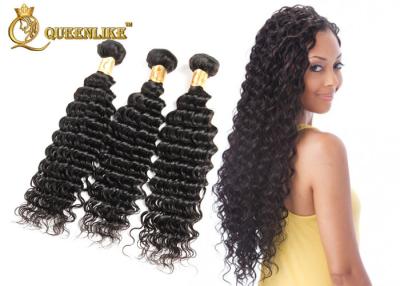 China No Chemical No Smell Deep Wave Human Hair Weave , Natural Black Virgin Human Hair for sale