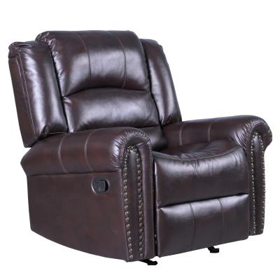 China Leather Extendable Luxury Rock Air Design Manual Recliner Chair with Brass Spikes for sale