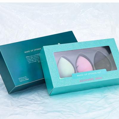 China Handmade Cosmetics Sponge 3pcs Makeup Blender Sets Beauty Foundation Non Latex Makeup Sponge Puff Private Label Packaging Box for sale