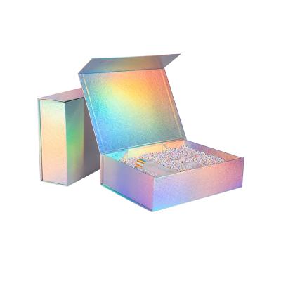 China Wholesale Recyclable Holographic Rigid Cardboard Magnetic Closed Luxury Foldable Gift Box for sale