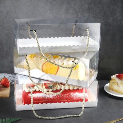 China Small Recyclable Wedding Chocolate Macaroon Candy Cakes Plastic Transparent Boxes Wholesale For Cake With Handle for sale