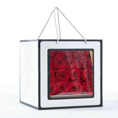 China White Flower Design Recyclable Custom Paper Bag With Window for sale