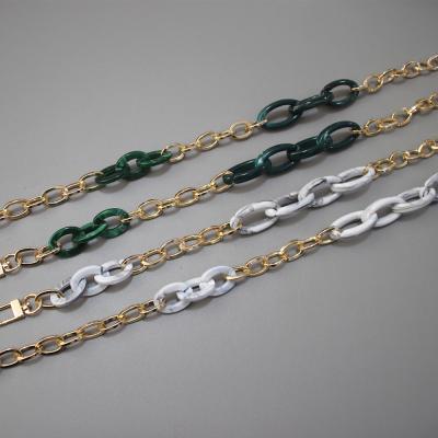 China 2021 Acrylic vintage bag chain belt gold mixed resin handmade thick wrapped chain accessories for woman handbag for sale