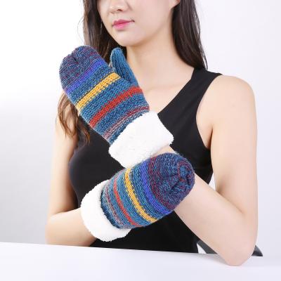 China Plain Winter Gloves Outdoor Warm Rope Full Finger Knitted Mittens For Women Gloves for sale