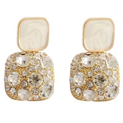 China Woying TRENDY geometric rhinestone square stud earrings for women fashion jewelry for sale