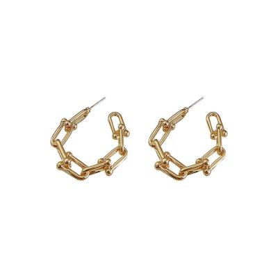 China Trendy Woying Fashion Jewelry Women Retro Metal Geometric Chain Earrings for sale