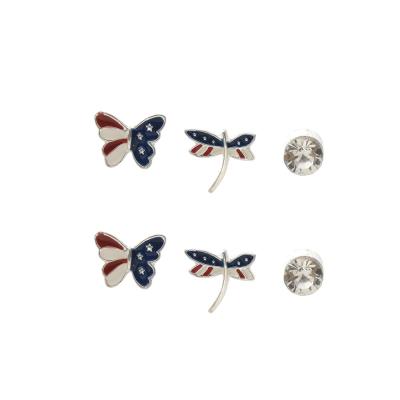 China Woying FASHIONABLE Ladies Classic Butterfly Flower Earring Set Mini Crystal Stud Earring Jewelry for sale