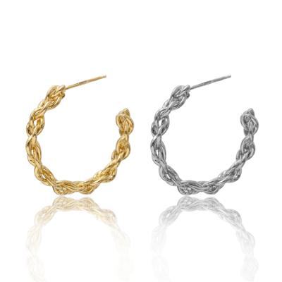 China Factory Supply TRENDY C Shaped 925 Silver Needle 14K Gold Plated Big Hoops Earrings For Women for sale