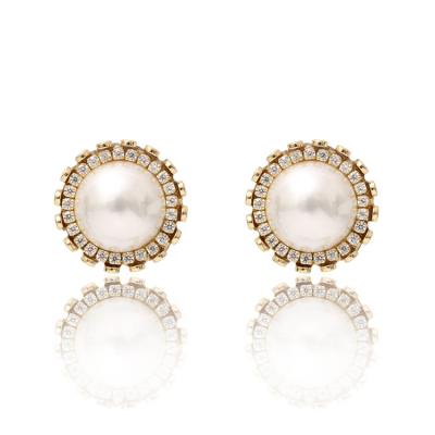 China FASHIONABLE autumn best selling platinum 14k real gold plated stud pearl earrings for women for sale