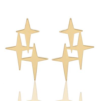 China FASHIONABLE cheap wholesale jewelry 14g star shaped silver gold plated platinum white gold stud earrings for sale