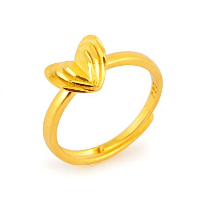 China Wholesale Romantic Jewelry Manufacturer Men 24k 18k Gold Plating Filled Heart Rings For Women for sale