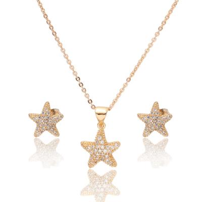 China Hot Sale Ethnic Non Tarnish Star Shaped 18k Champagne Gold Plated Brazilian Jewelry Set For Women for sale