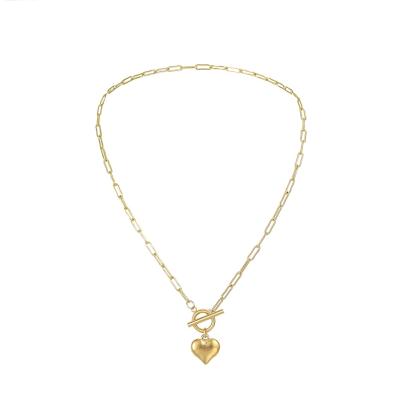 China Hot Selling Fashion Romantic Cute Personality Love Pendant 18k Gold Plated Ot Heart Necklace For Women for sale