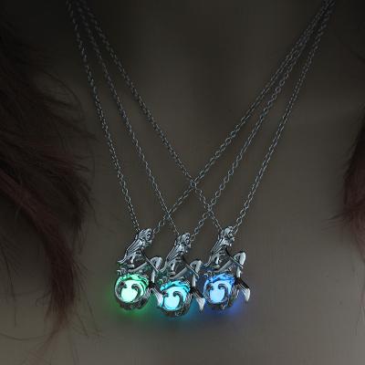 China New Fashionable Creative Luminous Mermaid Pendant Necklace Sweater Light Chain for sale