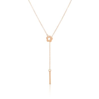 China Fashionable Simple Style Flower Word Vertical Bar Pendant Gold Filled Necklace for sale