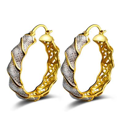 China Vintage Wholesale Collection Plated Bronze Plated Hollow Diamond Accent Twisted Hoop Earrings for sale