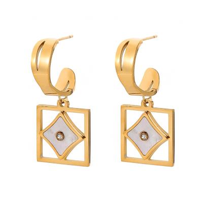 China Wholesale FASHIONABLE Vintage Square Gold Plated Stainless Steel Drop Earrings For Women for sale