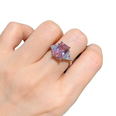 China Hot Selling Vintage Simulation Diamond Rectangular Cubic Zircon Finger Women Pink Yellow Citrine Ring for sale