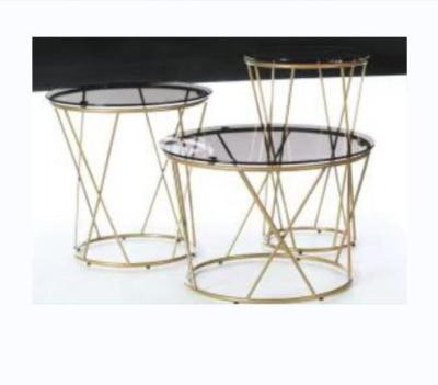 China Modern coffee table with glass top and gold legs nest coffee table set for sale