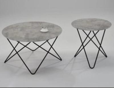 China Modern MDF Wood Top With Black Cross Legs Coffee Table Round End Table Set for sale