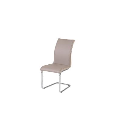 China Modern Home Furniture Cheap PU Dining Chair Simple Design Upholstered Chrome Steel Leg Dining Chair for sale