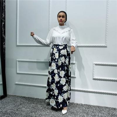 China 2018 Factory Fashion Muslim Flower Crepe Maxi Skirt With Flower for sale