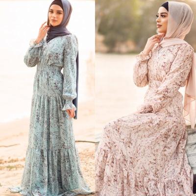 China Fashion Australia Ladies Fashion V-Neck Beautiful Chiffon Long Sleeve Dress Muslim Abaya LR400 Elegant Elegant Dress for sale