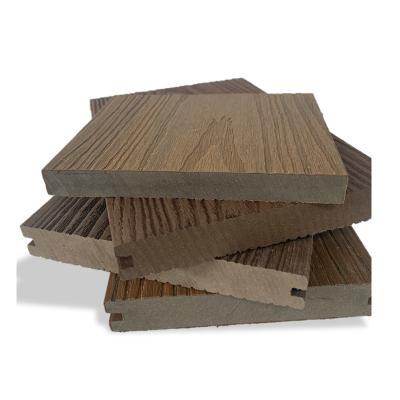 China EUROPEAN Fire Resistant WPC Co-extruded Embossing Decking 3D Teak Color Flooring for sale