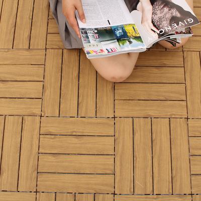 China Wpc Diy EUROPEAN Compound Teak Interlocking Decking Patio Deck Wpc Tiles For Outdoor for sale