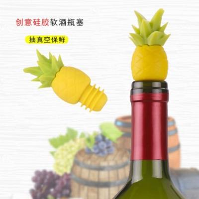 China Wine stopper pineapple silicone wine stopper small, wine bottle stopper for wholesale for sale