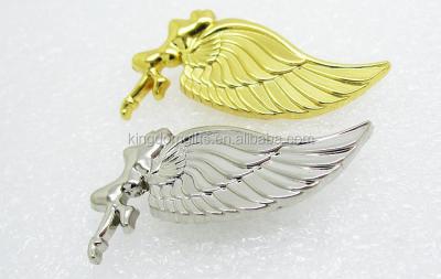 China Metal wing of angel brooch zinc alloy pins, half wing badge for sale