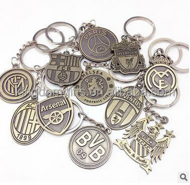 China Hot-selling metal soccer team, soccer club metal keychain for sale