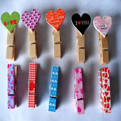 China Anti-scrac heart shape wooden paper clipe, wooden photo clip for wholesale for sale