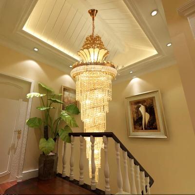 China 2020 New Factory Decorative Iighting Modern Lobby Villa E12 Crystal Staircase Chandelier Light For Golden for sale