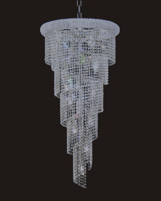 China Decorative Indoor Staircase Crystal Flat Chandelier Light Modern Iighting Long Chrome Rainfall for sale