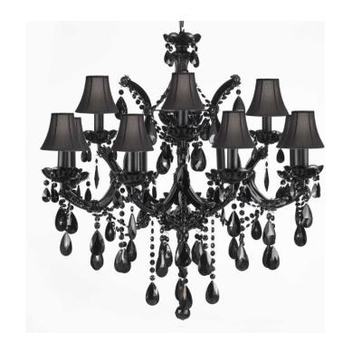 China Industrial Black Crystal Chandelier Branch Antique Wrought Iron Classic Luxury Lighting for sale