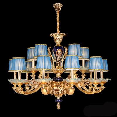 China Sapphire Decorative Zinc Alloy Blue Shade Chandelier Living Room Iighting Style Household Lighting Nordic Lamp for sale