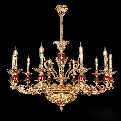 China Vintage New Style Large Decorative Lighting Chandeliers Glass Arm Red Zinc Alloy Chandelier for sale